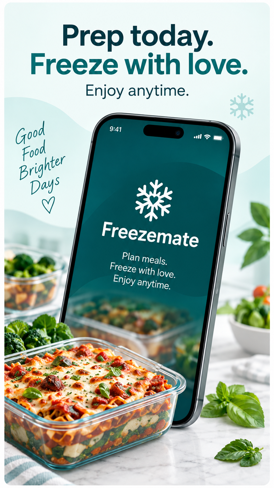 Freezemate app on iPhone showing hero screen
